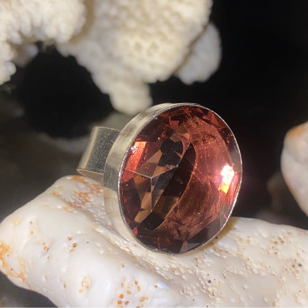 Smokey Quartz handcrafted faceted cut ring